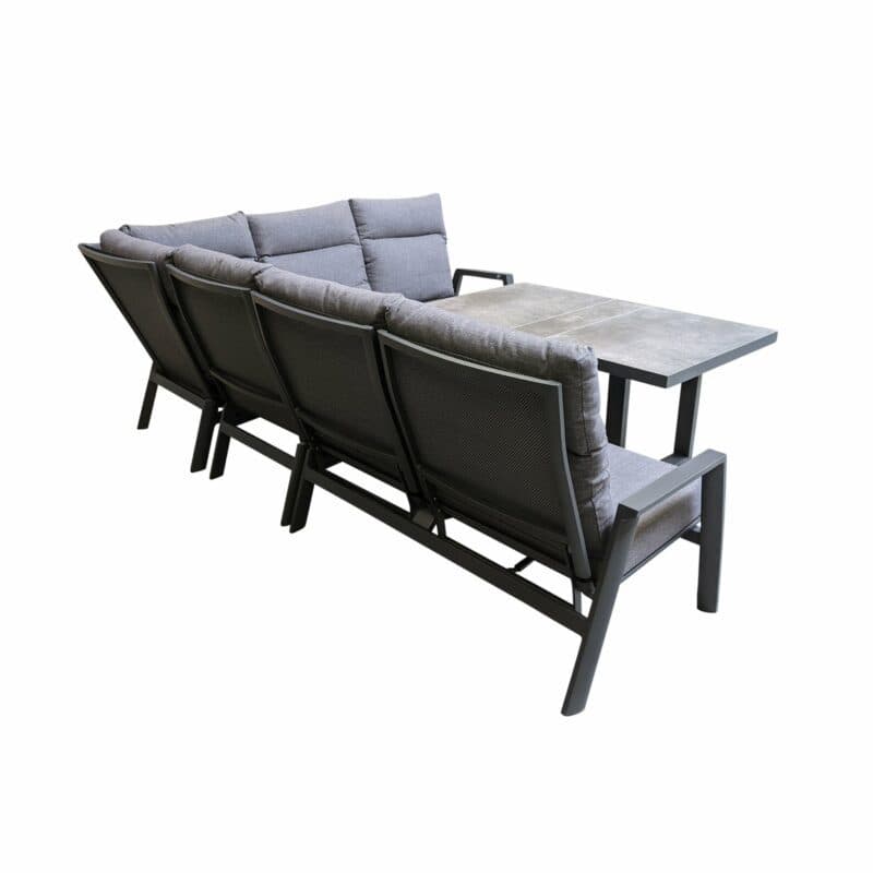Lesli Living "Ohio" Loungeset mit "Murcia" Casual-Diningtisch, Gestelle Aluminium charcoal, Polster anthrazit, Tischplatte Keramik stone