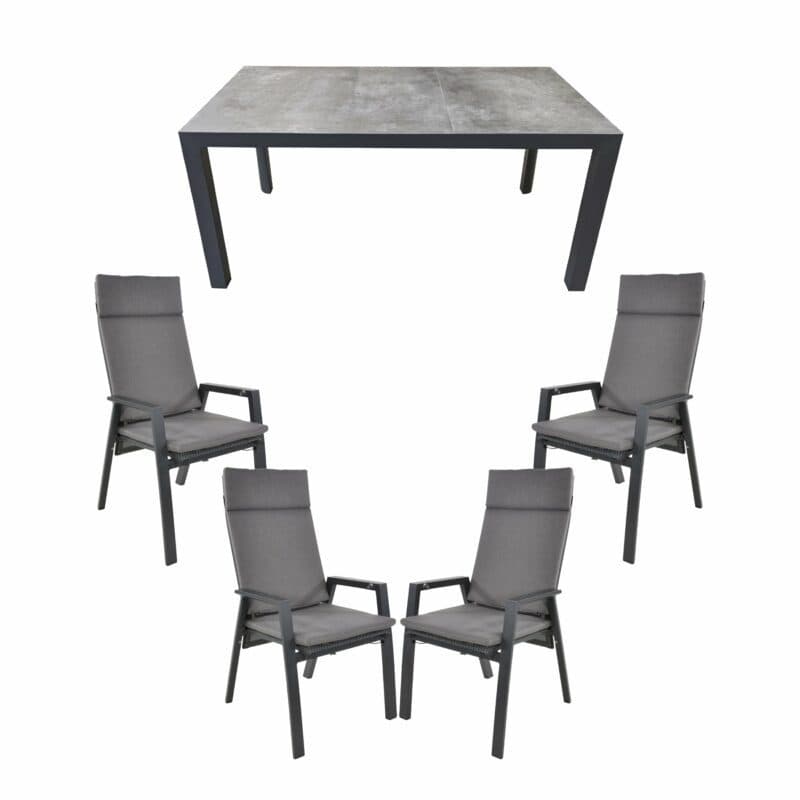 Lesli Living Gartenmöbel-Set mit Hochlehner "Amir" und Tisch 160x90cm "Murcia