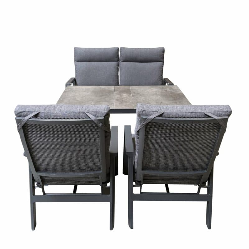 Lesli Living "Ohio" Loungeset mit "Murcia" Casual-Diningtisch, Gestelle Aluminium, Polster Olefin anthrazit, Tischplatte Keramik stone