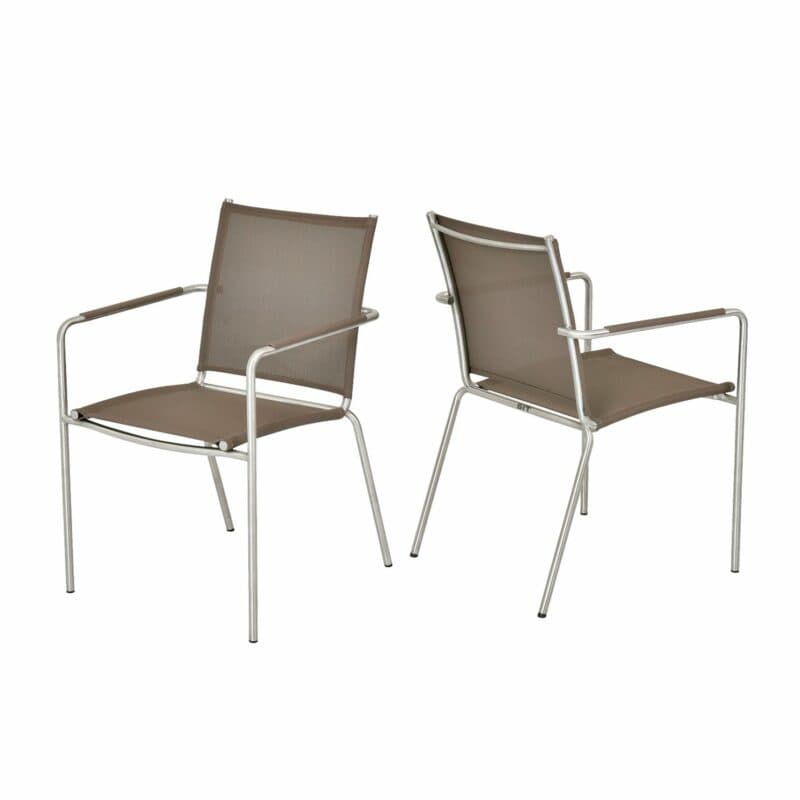 SIT Mobilia "Sevilla" Stapelsessel, Gestell Edelstahl gebürstet, Sitzfläche Textilgewebe taupe