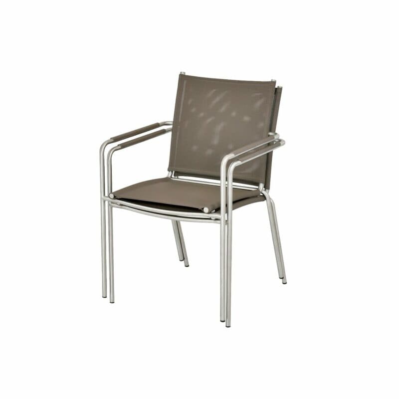 SIT Mobilia "Sevilla" Stapelsessel, Gestell Edelstahl gebürstet, Sitzfläche Textilgewebe taupe