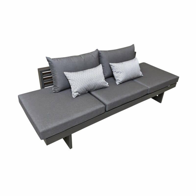 Stern "New Holly" Lounge im Best-of Set, Aluminium anthrazit, Textilen karbon, Bezug Outdoorstoff schiefergrau, inkl. 3 Sitzkissen, 2 Rückenkissen, 2 Dekokissen und 1 Kuscheldecke