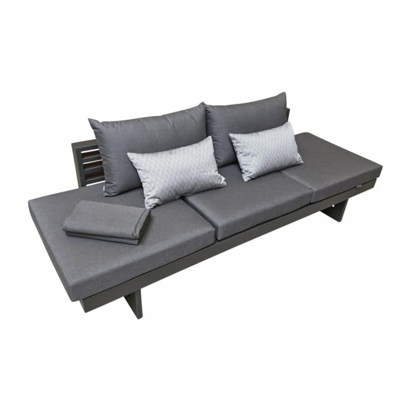 Stern "New Holly" Lounge im Best-of Set, Aluminium anthrazit, Textilen karbon, Bezug Outdoorstoff schiefergrau, inkl. 3 Sitzkissen, 2 Rückenkissen, 2 Dekokissen und 1 Kuscheldecke
