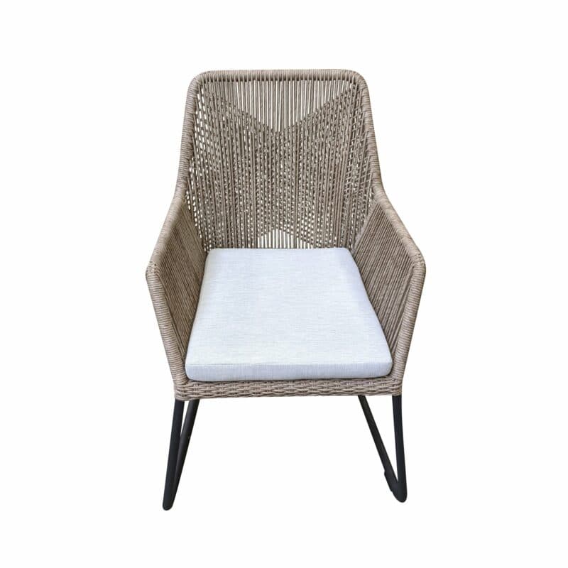 SIT Mobilia "Allanis" Gartenstuhl, Gestell Aluminium anthrazit, Polyrattan-Geflecht Twisted beige, Kissen beige