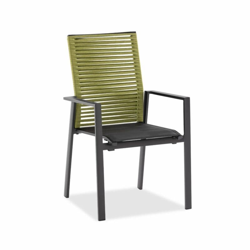Niehoff "Cervo" Gartenstuhl, Gestell Aluminium anthrazit, Sitzfläche Textilen gepolstert schwarz, Rückenlehne Rope grün