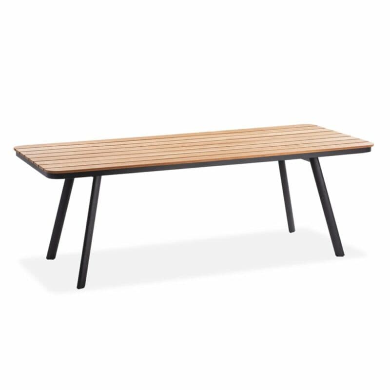 Niehoff "Kubu" Gartentisch 220x95 cm, Gestell Aluminium anthrazit, abgerundete Tischplatte mit Teak-Leisten