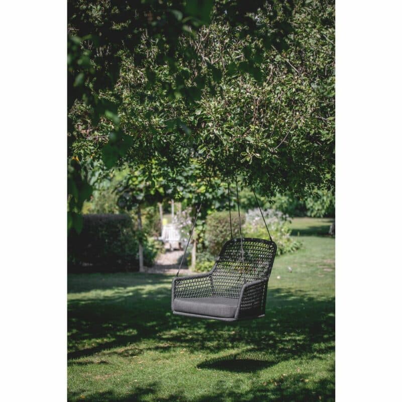 Niehoff "Kubu" Hängesessel, Gestell Aluminium anthrazit, Kordelflechtung grau, inklusive Sitzkissen Southend anthrazit