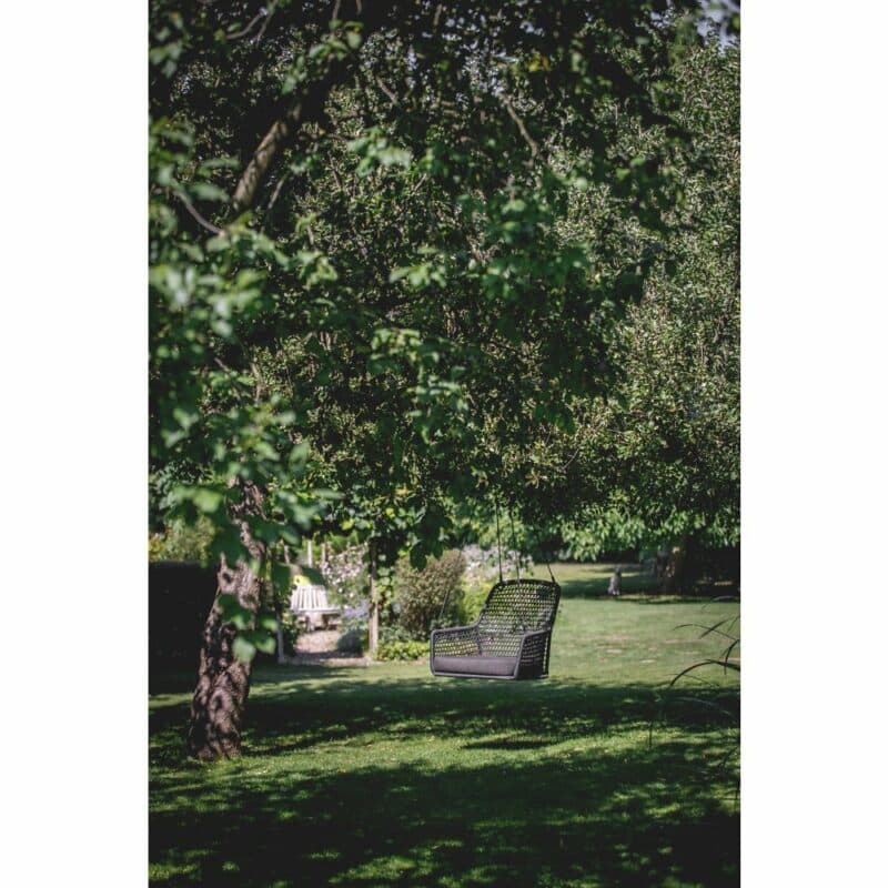 Niehoff "Kubu" Hängesessel, Gestell Aluminium anthrazit, Kordelflechtung grau, inklusive Sitzkissen Southend anthrazit