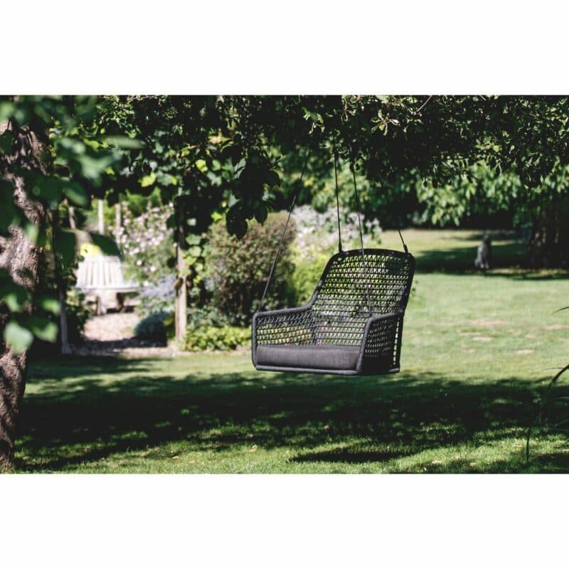 Niehoff "Kubu" Hängesessel, Gestell Aluminium anthrazit, Kordelflechtung grau, inklusive Sitzkissen Southend anthrazit