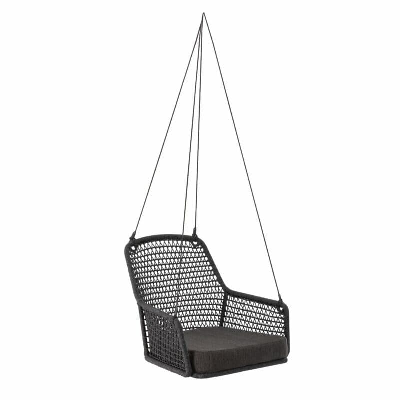 Niehoff "Kubu" Hängesessel, Gestell Aluminium anthrazit, Kordelflechtung grau, inklusive Sitzkissen Southend anthrazit