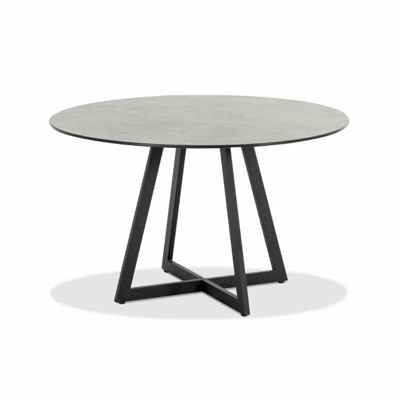 Niehoff "Milan" Gartentisch Ø 121 cm, Gestell Stahl anthrazit, Tischplatte HPL Zement