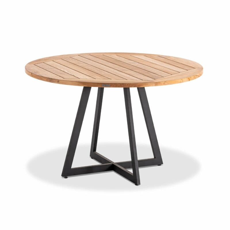 Niehoff "Milan" Gartentisch Ø 125 cm, Gestell Stahl anthrazit, Tischplatte Teakholz geölt