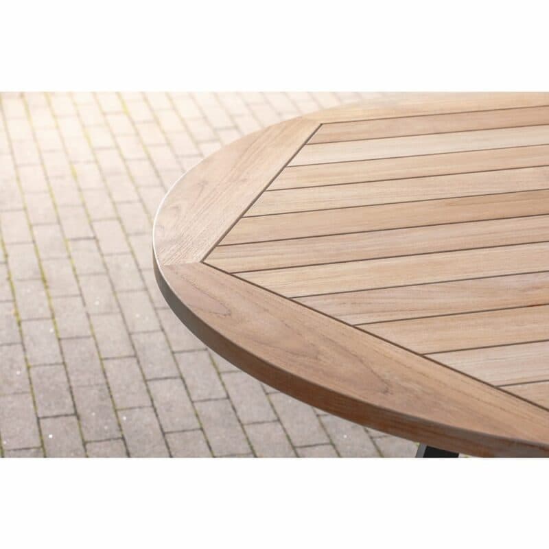 Niehoff "Milan" Gartentisch Ø 125 cm, Gestell Stahl anthrazit, Tischplatte Teakholz geölt