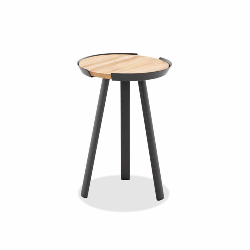 Niehoff "Salvo" Beistelltisch, Gestell Alu anthrazit, Platte Teak, Höhe 57 cm