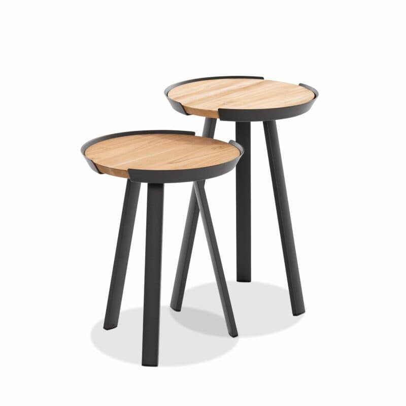 Niehoff "Salvo" Beistelltisch, Gestell Alu anthrazit, Platte Teak, Höhe 50/57 cm