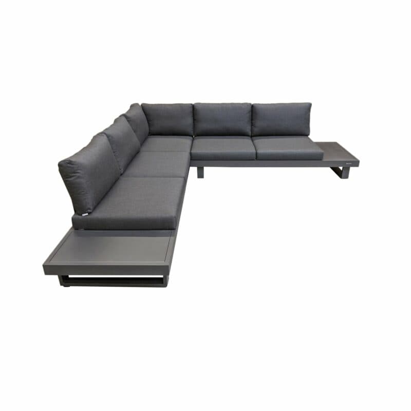 Jati&Kebon "Livio" Loungeset 2-tlg., Aluminium Eisengrau, Kissen Natté Sooty