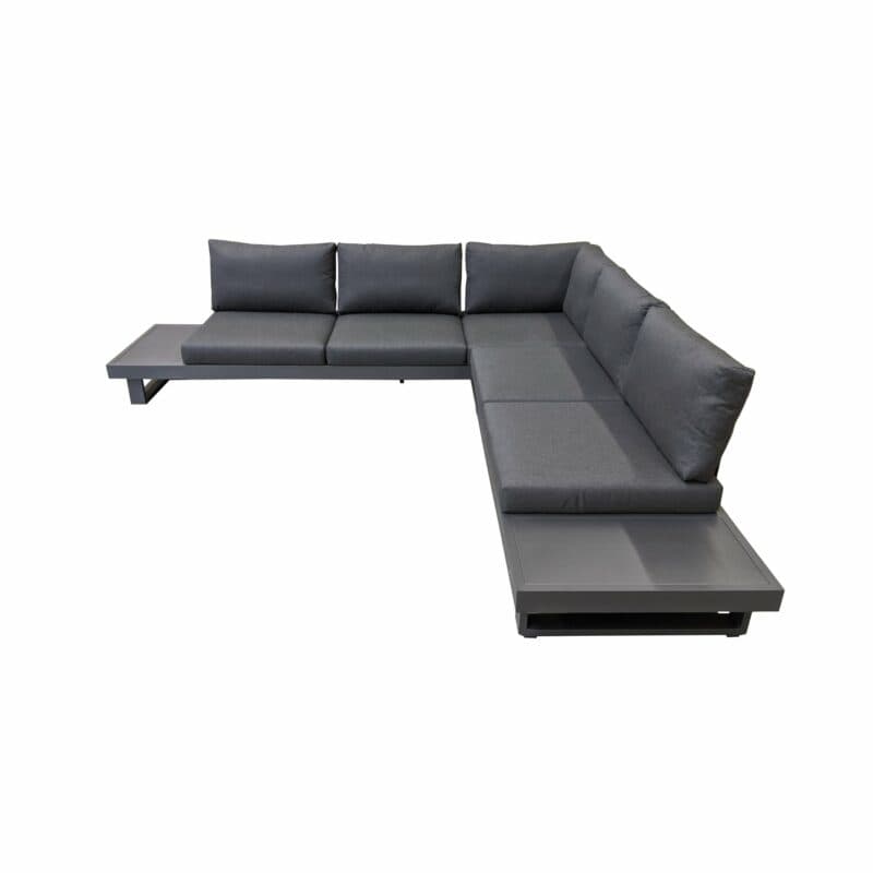 Jati&Kebon "Livio" Loungeset 2-tlg., Aluminium Eisengrau, Kissen Natté Sooty