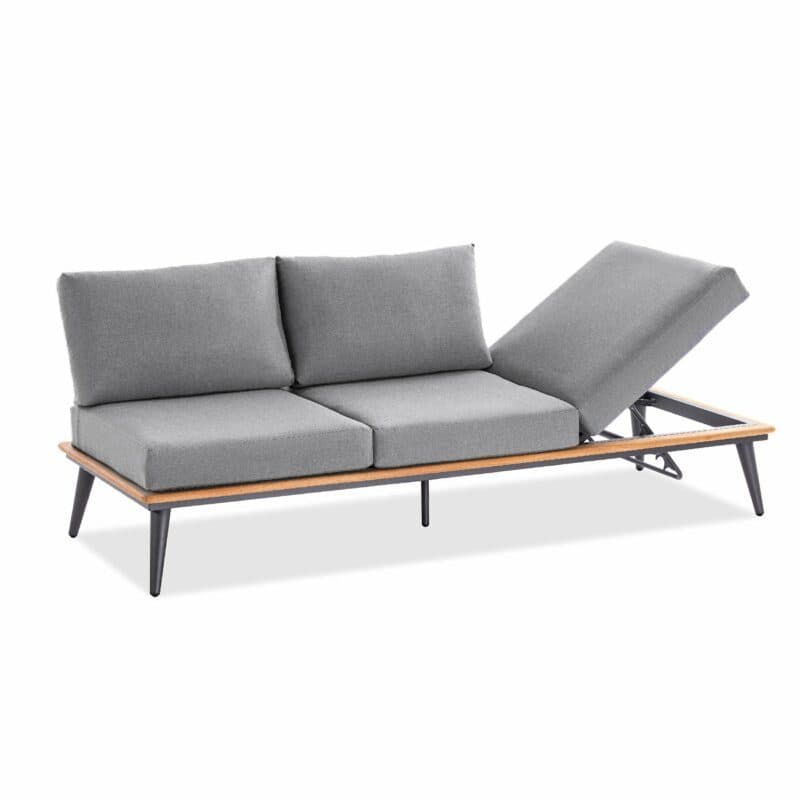 Niehoff "Serra" 3-Sitzer Sofa mit 4-fach verstellbarem Seitenteil, Gestell Aluminium anthrazit mit Teakholzrahmen, Polster Outdoor-Gewebe Canvas Heather anthrazit