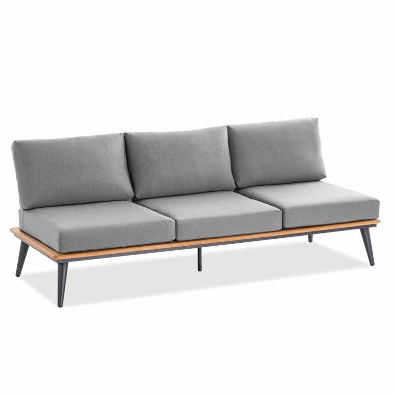 Niehoff "Serra" 3-Sitzer Sofa mit 4-fach verstellbarem Seitenteil, Gestell Aluminium anthrazit mit Teakholzrahmen, Polster Outdoor-Gewebe Canvas Heather anthrazit