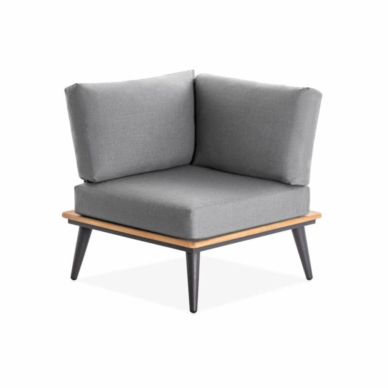 Niehoff "Serra" Eckmodul, Gestell Aluminium anthrazit mit Teakholzrahmen, Polster Outdoor-Gewebe Canvas Heather anthrazit
