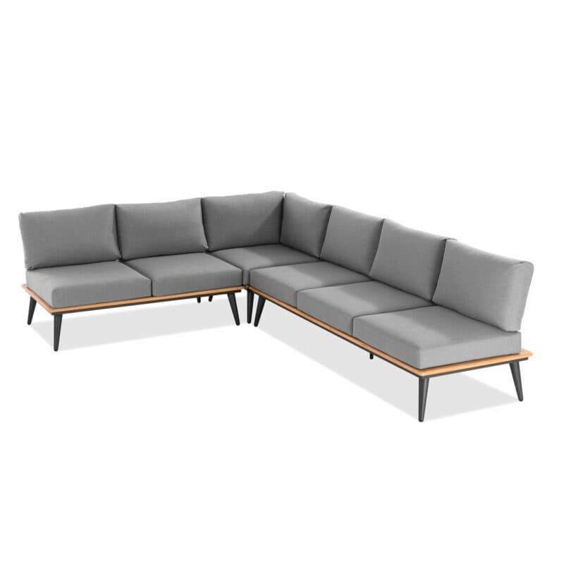 Niehoff "Serra" Loungegruppe, Gestell Aluminium anthrazit mit Teakholzrahmen, Polster Outdoor-Gewebe Canvas Heather anthrazit