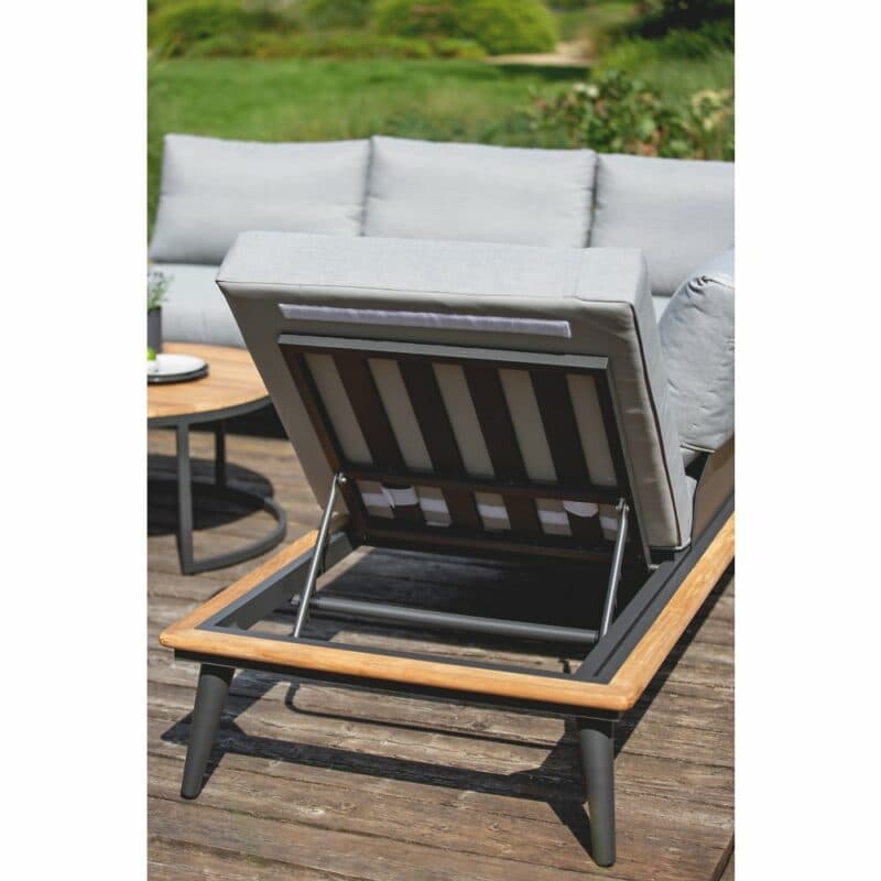 Niehoff "Serra" Loungegruppe, Gestell Aluminium anthrazit mit Teakholzrahmen, Polster Outdoor-Gewebe Canvas Heather anthrazit