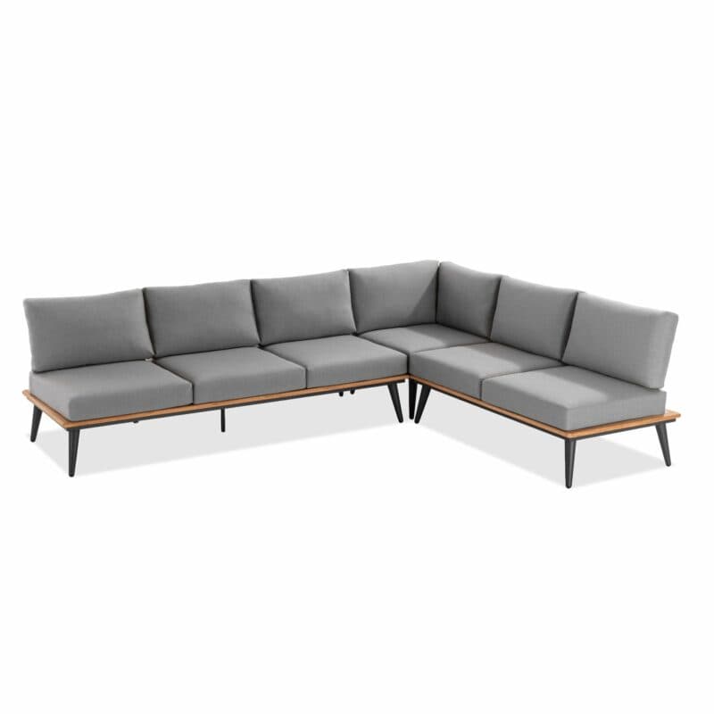 Niehoff "Serra" Loungegruppe, Gestell Aluminium anthrazit mit Teakholzrahmen, Polster Outdoor-Gewebe Canvas Heather anthrazit