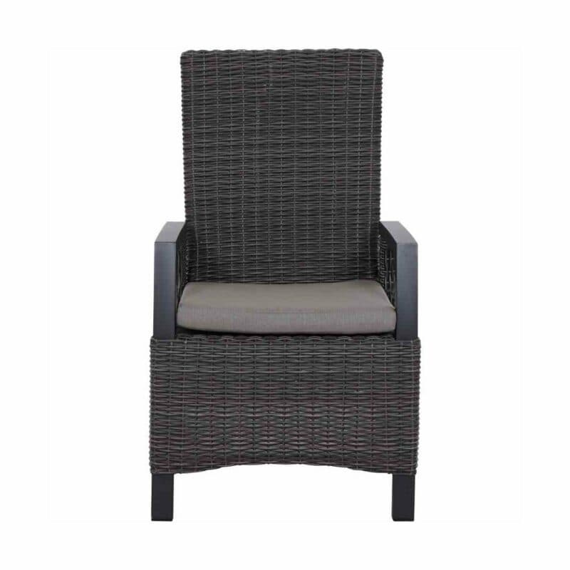 Siena Garden “Corido“ Diningsessel, Gestell Aluminium anthrazit matt, Geflecht charcoal grey, Kissen taupe meliert