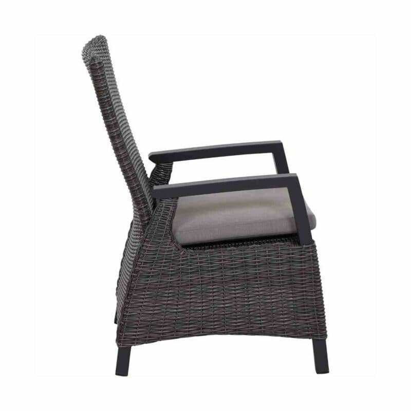 Siena Garden “Corido“ Diningsessel, Gestell Aluminium anthrazit matt, Geflecht charcoal grey, Kissen taupe meliert