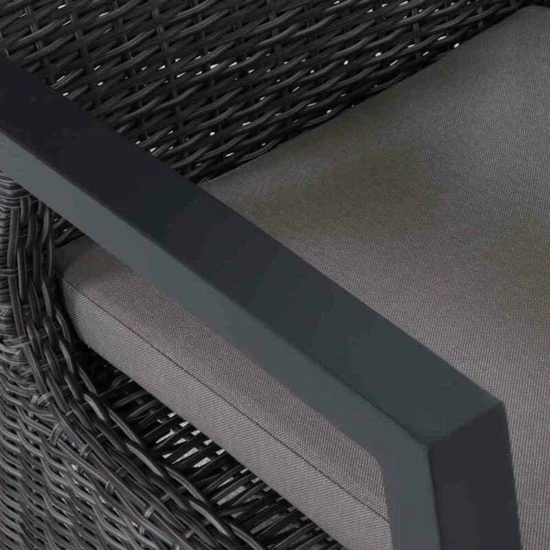 Siena Garden “Corido“ Diningsessel, Gestell Aluminium anthrazit matt, Geflecht charcoal grey, Kissen taupe meliert