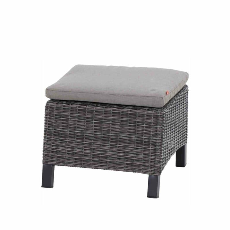 Siena Garden "Corido" Fußhocker für Diningsessel, Gestell Aluminium anthrazit matt, Geflecht charcoal grey, Polster taupe meliert