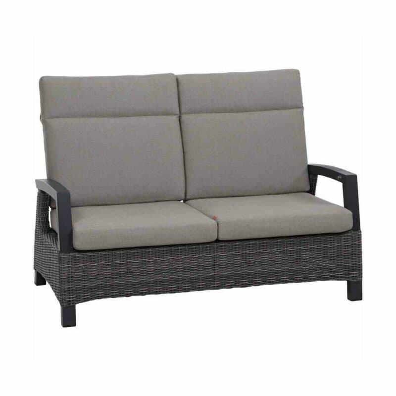 Siena Garden "Corido" Loungesofa 2-Sitzer, Gestell Aluminium anthrazit matt, Geflecht charcoal grey, Polster taupe meliert