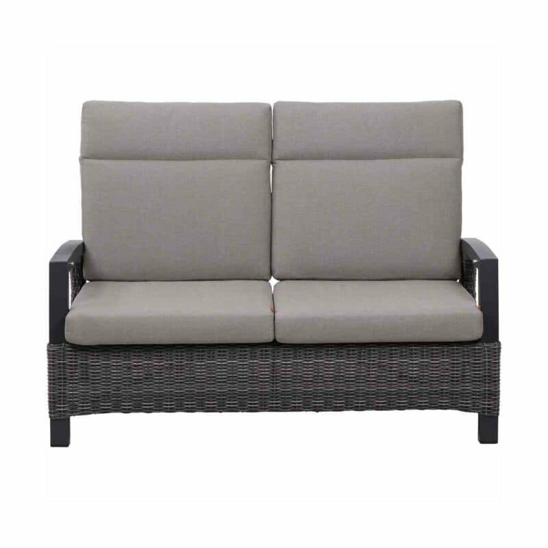 Siena Garden "Corido" Loungesofa 2-Sitzer, Gestell Aluminium anthrazit matt, Geflecht charcoal grey, Polster taupe meliert
