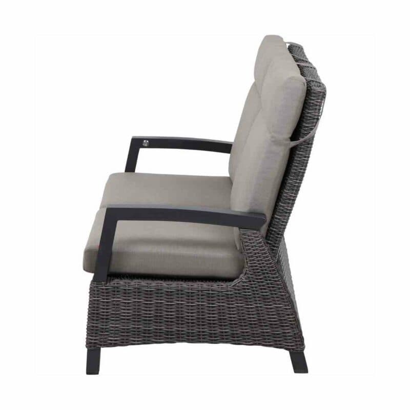 Siena Garden "Corido" Loungesofa 2-Sitzer, Gestell Aluminium anthrazit matt, Geflecht charcoal grey, Polster taupe meliert