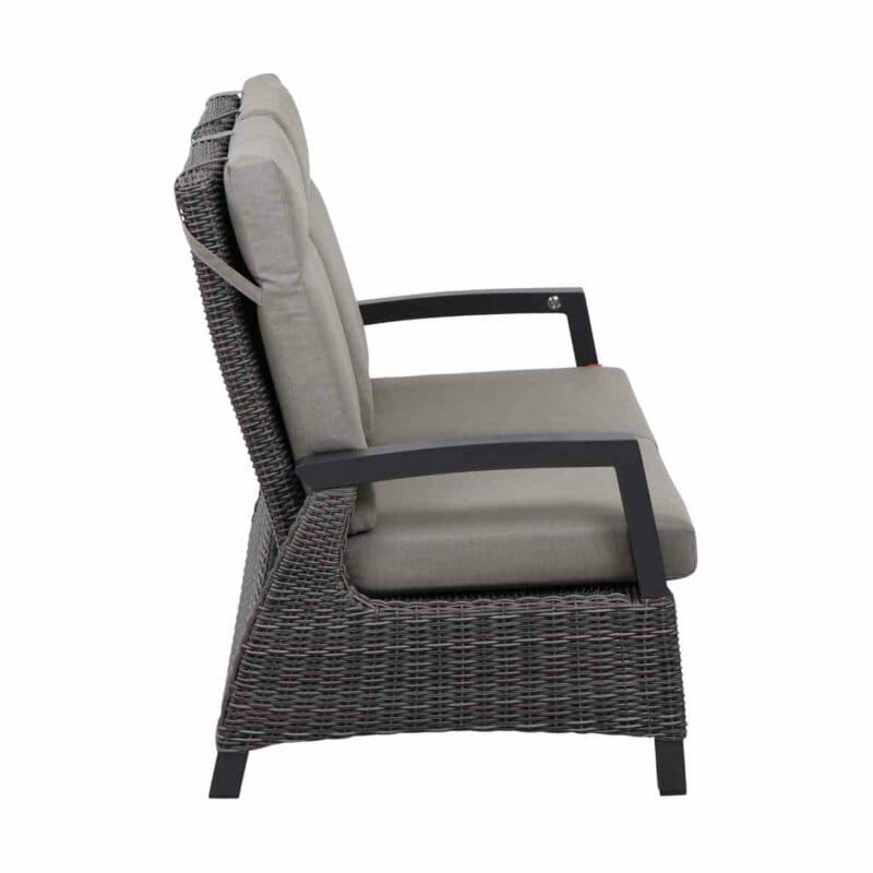 Siena Garden "Corido" Loungesofa 2-Sitzer, Gestell Aluminium anthrazit matt, Geflecht charcoal grey, Polster taupe meliert