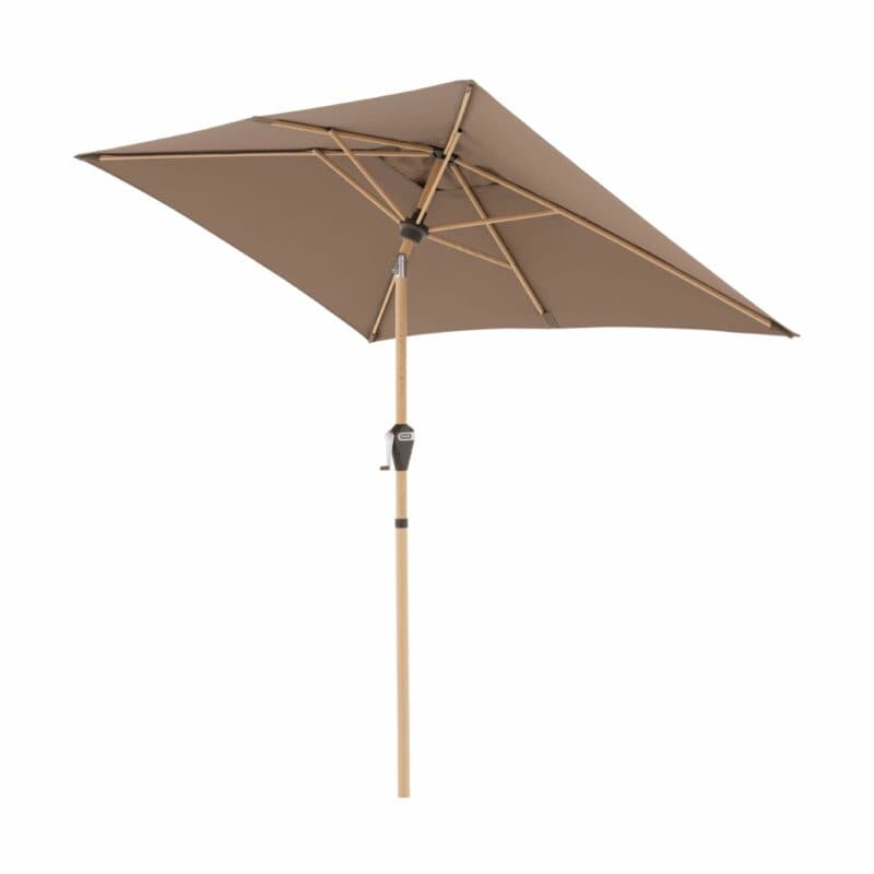 Doppler "Alu Wood Auto Tilt Ultra" Kurbelschirm 210x140 cm, Bezug Farbe Greige 846