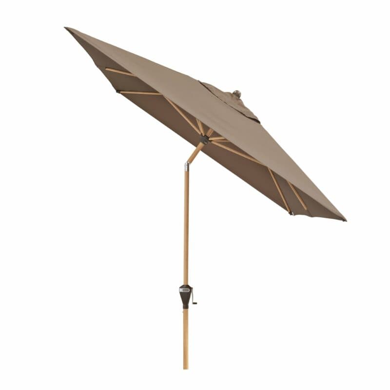 Doppler "Alu Wood Auto Tilt Ultra" Kurbelschirm eckig, 300x200 cm, Bezug Farbe Greige 846