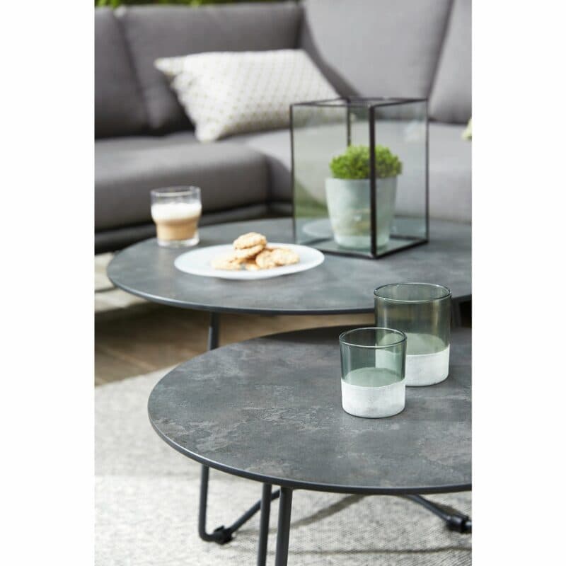 Diamond Garden "Bristol" Loungetische, Gestell Edelstahl dunkelgrau, Tischplatte HPL Granit dunkel