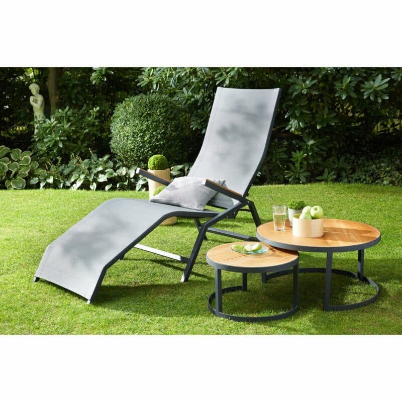 Diamond Garden "Valencia" Relaxliege mit "Nested" Loungetisch 2er-Set