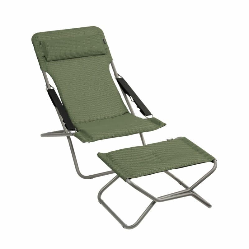 Lafuma "Transabed BeComfort®" Liegestuhl und "Next BeComfort®" Hocker, Stahl titane, Textilene olive