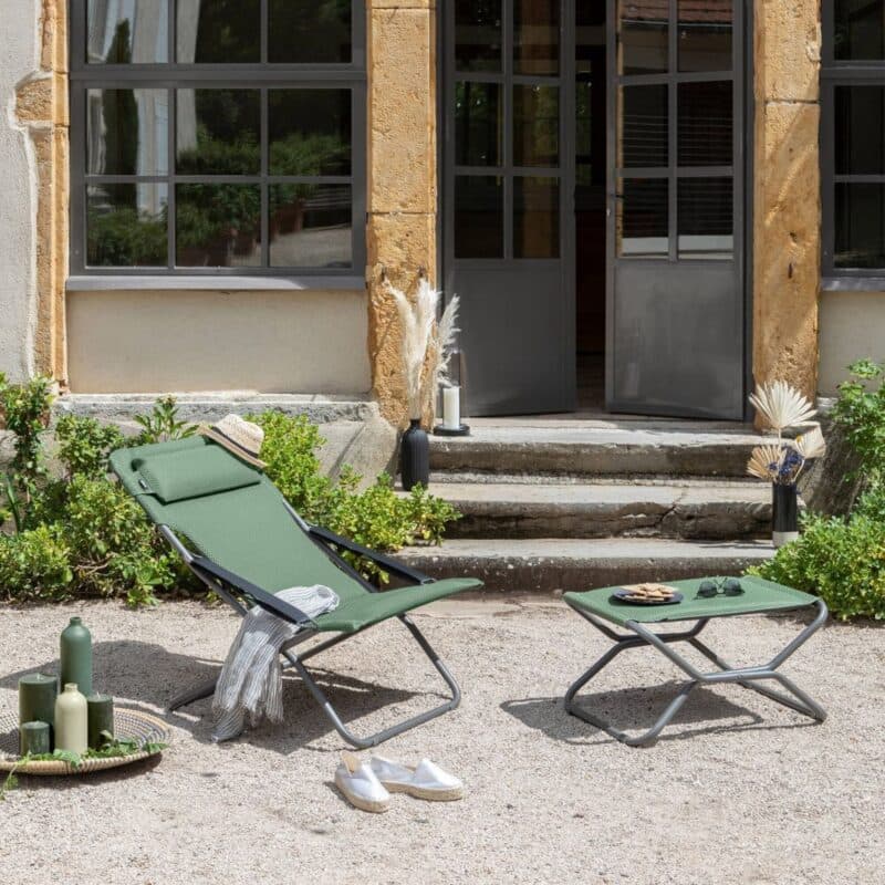 Lafuma "Transabed BeComfort®" Liegestuhl, Stahl titane, Textilene olive © LAFUMA MOBILIER - Pierrick Verny