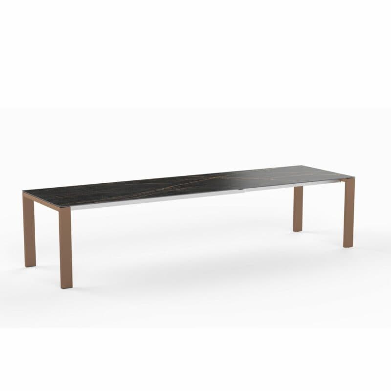 SIT Mobilia "Olympia Oslo Cobre" Gartentisch, Gestell Edelstahl Kupfer verchromt, Tischplatte Dekton Laurent, 210/270/330x95 cm