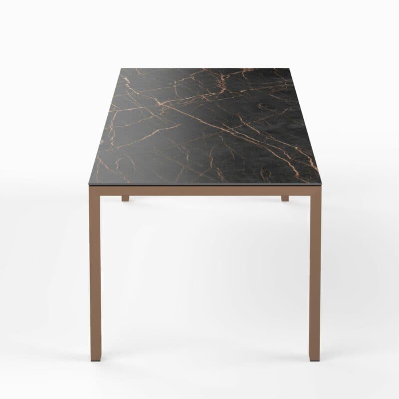 SIT Mobilia "Olympia Oslo Cobre" Gartentisch, Gestell Edelstahl Kupfer verchromt, Tischplatte Dekton Laurent, 210/270/330x95 cm