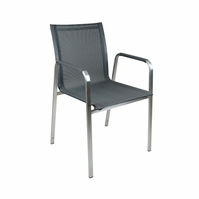 SIT Mobilia "Marseille" Stapelsessel, Gestell Edelstahl gebürstet, Sitzfläche Batyline® Eden black