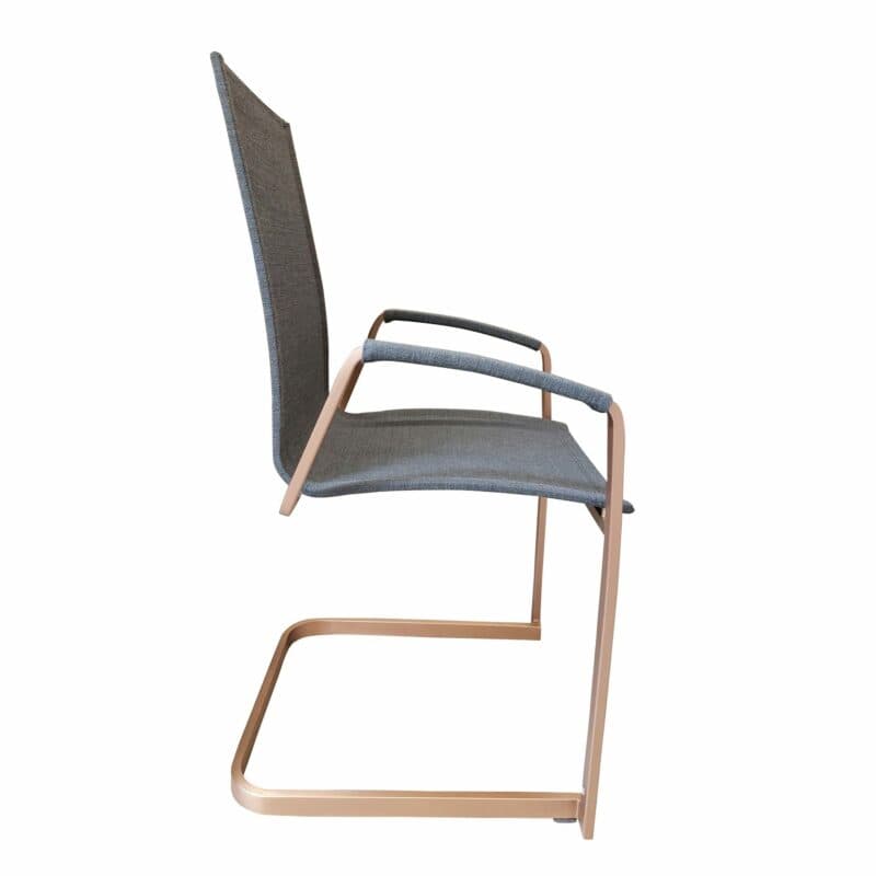 SIT Mobilia "Tinto Cobre" Freischwinger hoch, Gestell Edelstahl Kupfer verchromt, Sitzfläche Batyline® Eden black