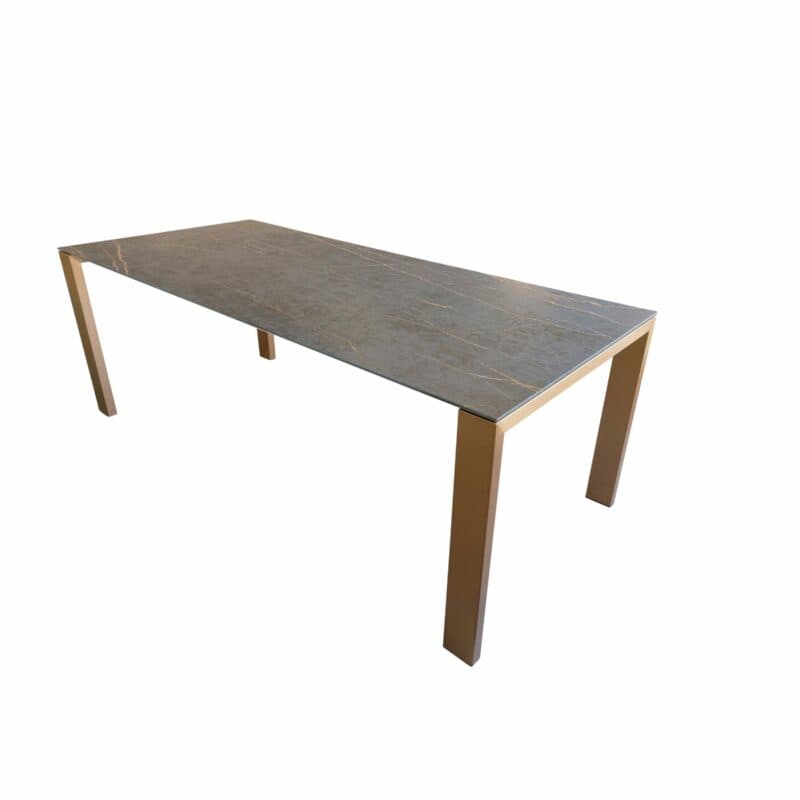 SIT Mobilia "Olympia Oslo Cobre" Gartentisch, Gestell Edelstahl Kupfer verchromt, Tischplatte Dekton Laurent, 210/270/330x95 cm