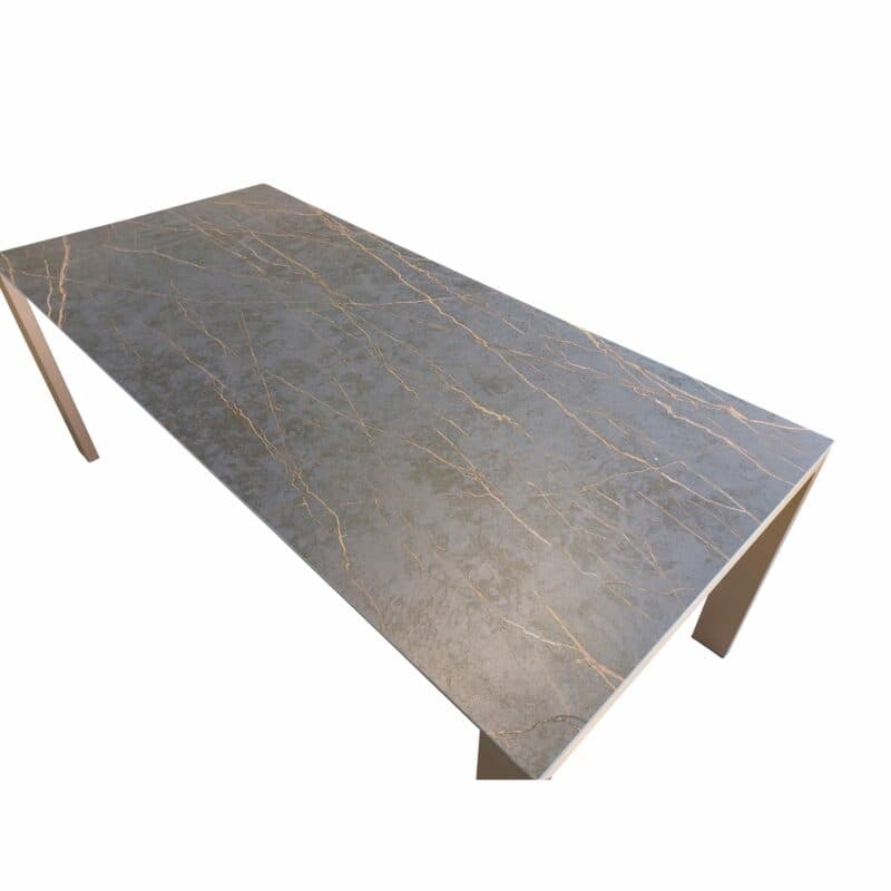 SIT Mobilia "Olympia Oslo Cobre" Gartentisch, Gestell Edelstahl Kupfer verchromt, Tischplatte Dekton Laurent, 210/270/330x95 cm