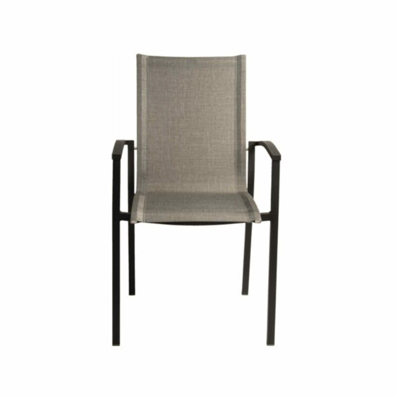 Stern "Evoee" Stapelsessel, Aluminium schwarz matt, Textilen Leinen grau