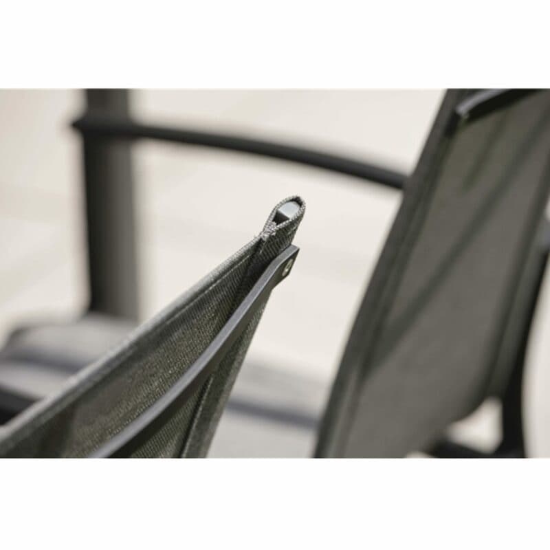 Stern "Evoee" Stapelsessel, Aluminium schwarz matt, Textilen Leinen grau