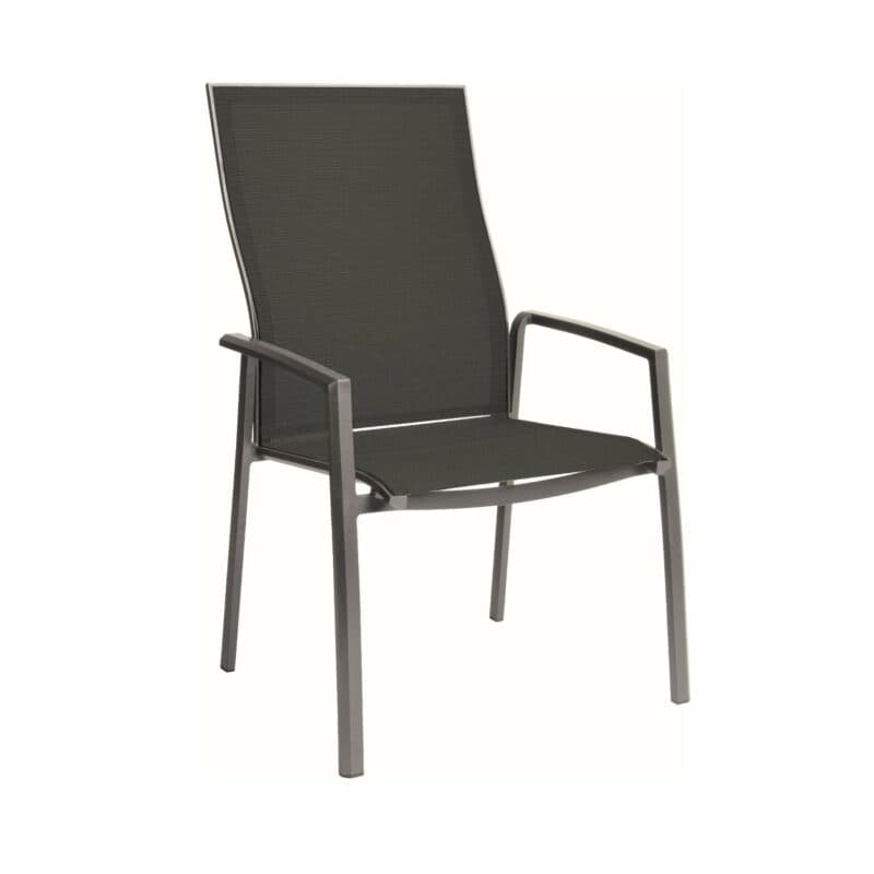 Stern "Kari+" Stapelsessel, Gestell Aluminium graphit, Sitzfläche Textilgewebe silbergrau